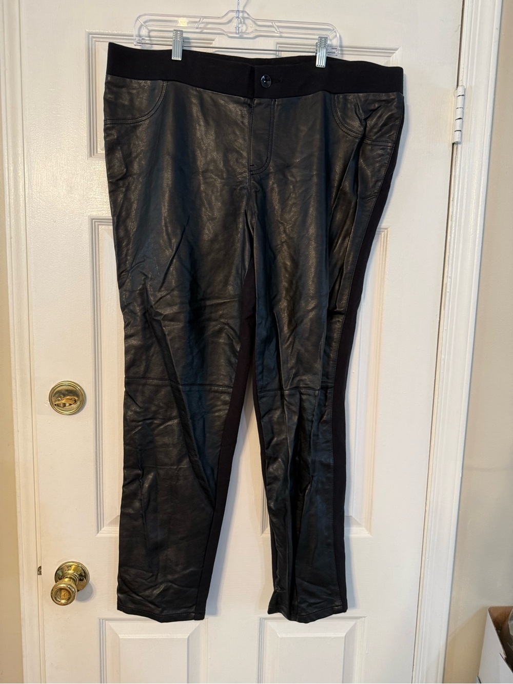 Lane Bryant Faux Leather Black Pull-On Skinny Pants